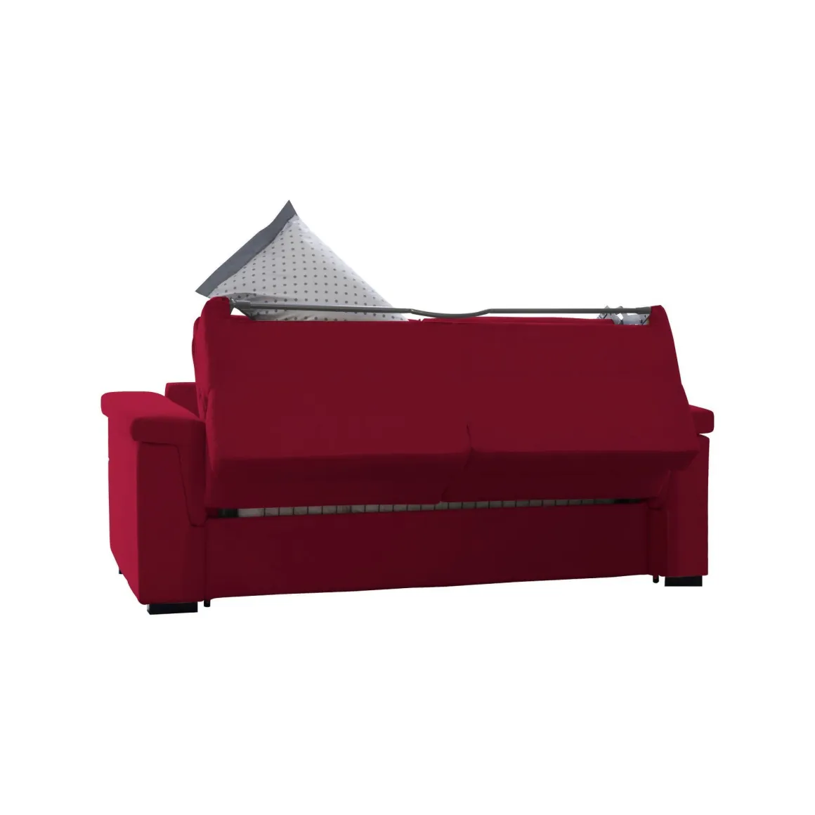 Divano Letto 3 Posti Rosso Sfoderabile Contenitore 225x95 cm, Lavabile Made in Italy - Benedetto