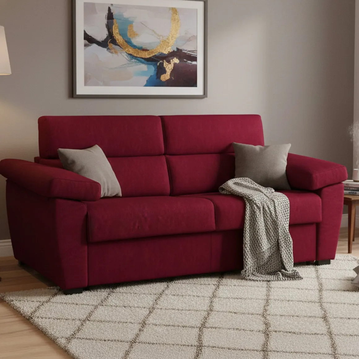Divano Letto 3 Posti Rosso Sfoderabile Contenitore 225x95 cm, Lavabile Made in Italy - Pacecos