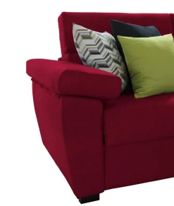 Divano Letto 3 Posti Rosso Sfoderabile Contenitore 225x95 cm, Lavabile Made in Italy - Pacecos