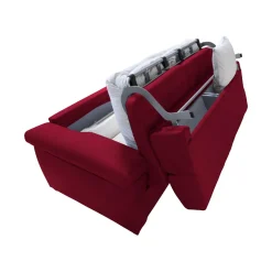 Divano Letto 3 Posti Rosso Sfoderabile Contenitore 225x95 cm, Lavabile Made in Italy - Pacecos