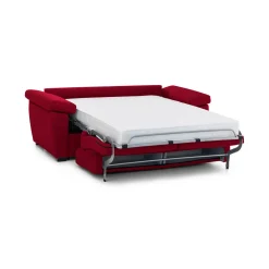 Divano Letto 3 Posti Rosso Sfoderabile Contenitore 225x95 cm, Lavabile Made in Italy - Pacecos