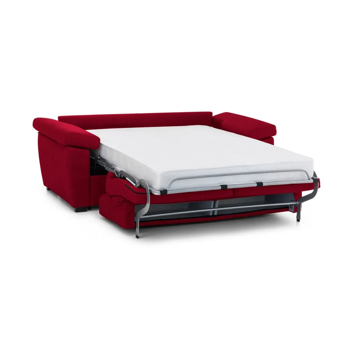 Divano Letto 3 Posti Rosso Sfoderabile Contenitore 225x95 cm, Lavabile Made in Italy - Pacecos