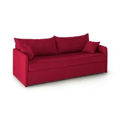Divano Letto 3 Posti Rosso Sfoderabile Lavabile 205x86 cm, Idrorepellente Letto Estraibile Materasso Incluso Made in Italy - Avellana