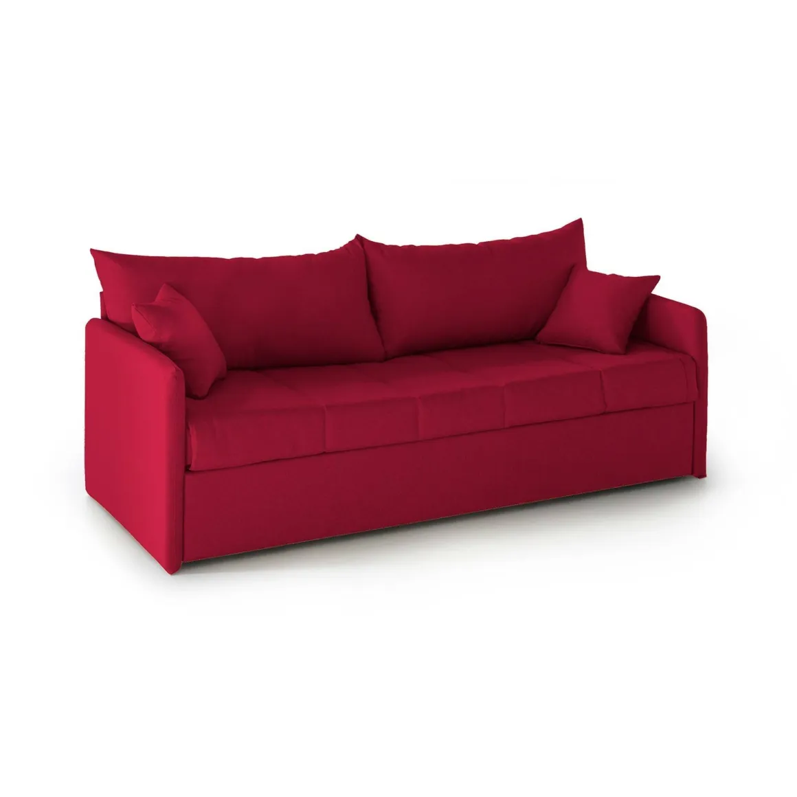 Divano Letto 3 Posti Rosso Sfoderabile Lavabile 205x86 cm, Idrorepellente Letto Estraibile Materasso Incluso Made in Italy - Avellana