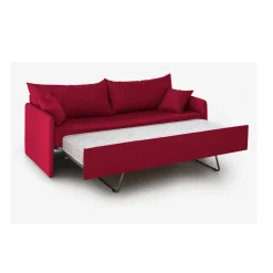 Divano Letto 3 Posti Rosso Sfoderabile Lavabile 205x86 cm, Idrorepellente Letto Estraibile Materasso Incluso Made in Italy - Avellana