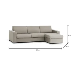 Divano letto 2 posti tortora 260x95cm - Allegria