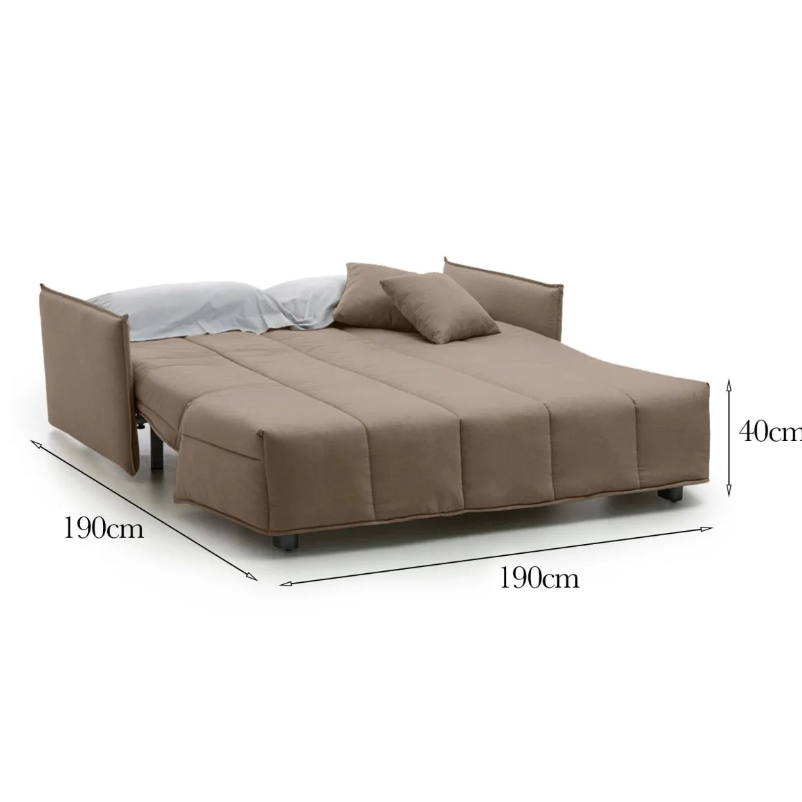 Divano letto 3 posti tortora 190x90cm - Ardis