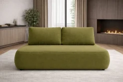 Divano Letto 2 Posti Verde Contenitore Cuscini Sfoderabili 210x106 cm, Reclinabile - Brugnato