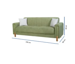 Divani Letto 3 Posti|Divano Contenitore Letto > Dmora Divano Letto 3 Posti Contenitore di Apertura Click-clack 226x86 cm, Lavabile - Papozze Verde