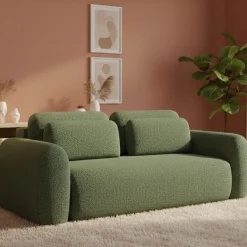 Divano Letto 3 Posti Verde Contenitore di Apertura a Libro 266x121 cm, Reclinabile - Sessame