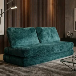 Divano Letto 2 Posti Verde Petrolio Reclinabile Apertura a Ribalta 31x31 cm, Posti a Sedere 2 - Albayz