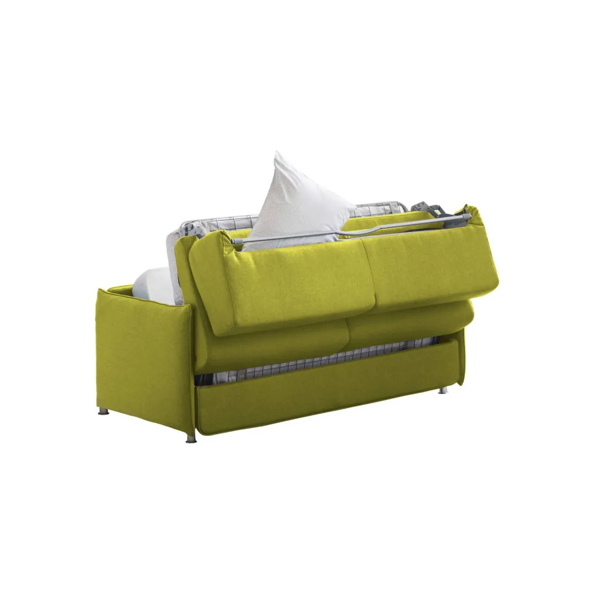 Divano Letto 2 Posti Verde Sfoderabile Contenitore 180x95 cm, di Apertura a Ribalta Made in Italy - Trovo