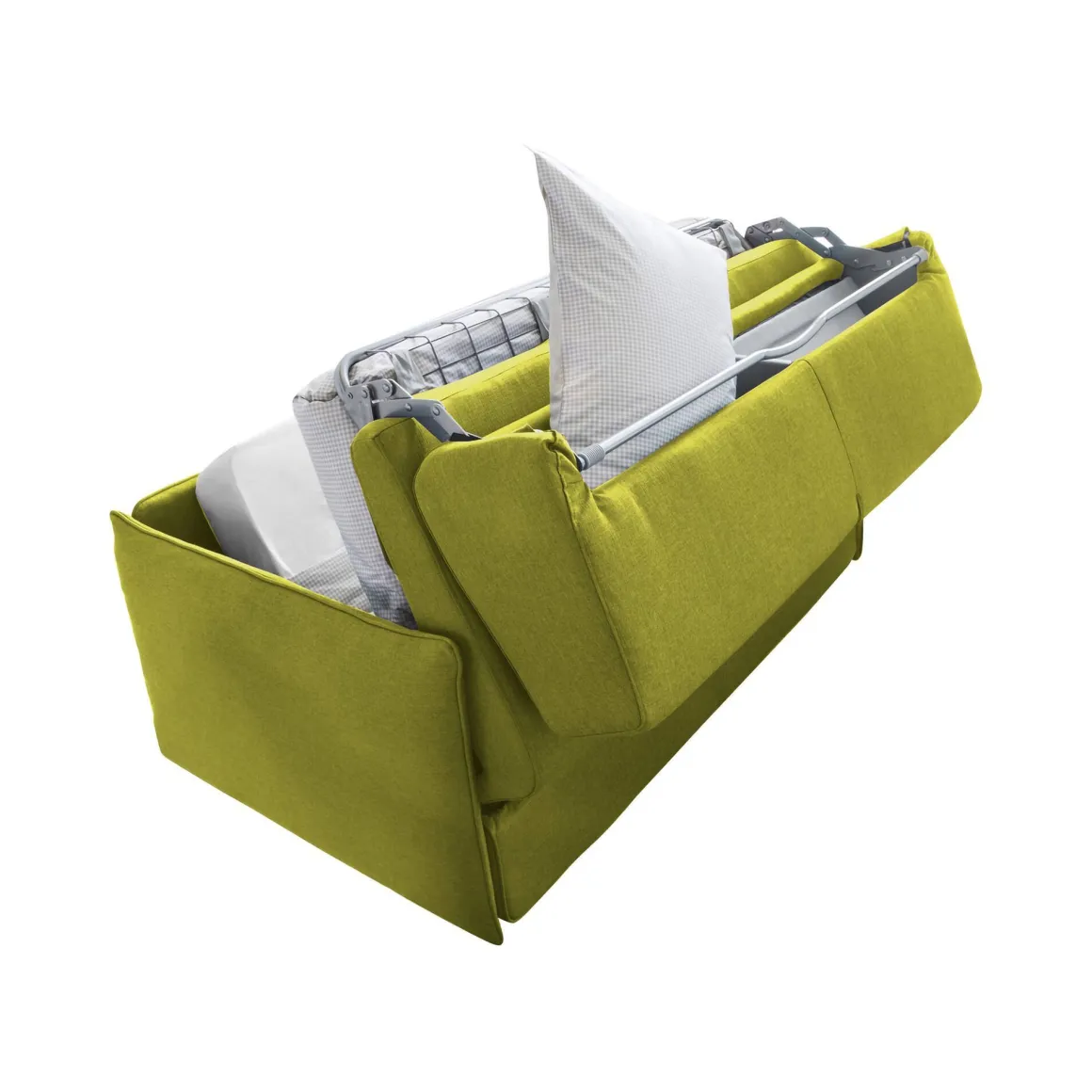 Divano Letto 2 Posti Verde Sfoderabile Contenitore 180x95 cm, di Apertura a Ribalta Made in Italy - Trovo