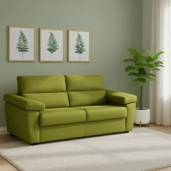 Divano Letto 2 Posti Verde Sfoderabile Contenitore 205x95 cm, di Apertura a Ribalta Made in Italy - Fisciano