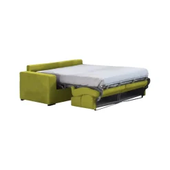Divano Letto 3 Posti Verde Sfoderabile Contenitore 220x95 cm, Lavabile Made in Italy - Quindici