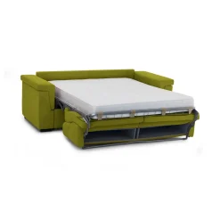 Divano Letto 3 Posti Verde Sfoderabile Contenitore 225x95 cm, Lavabile Made in Italy - Nus