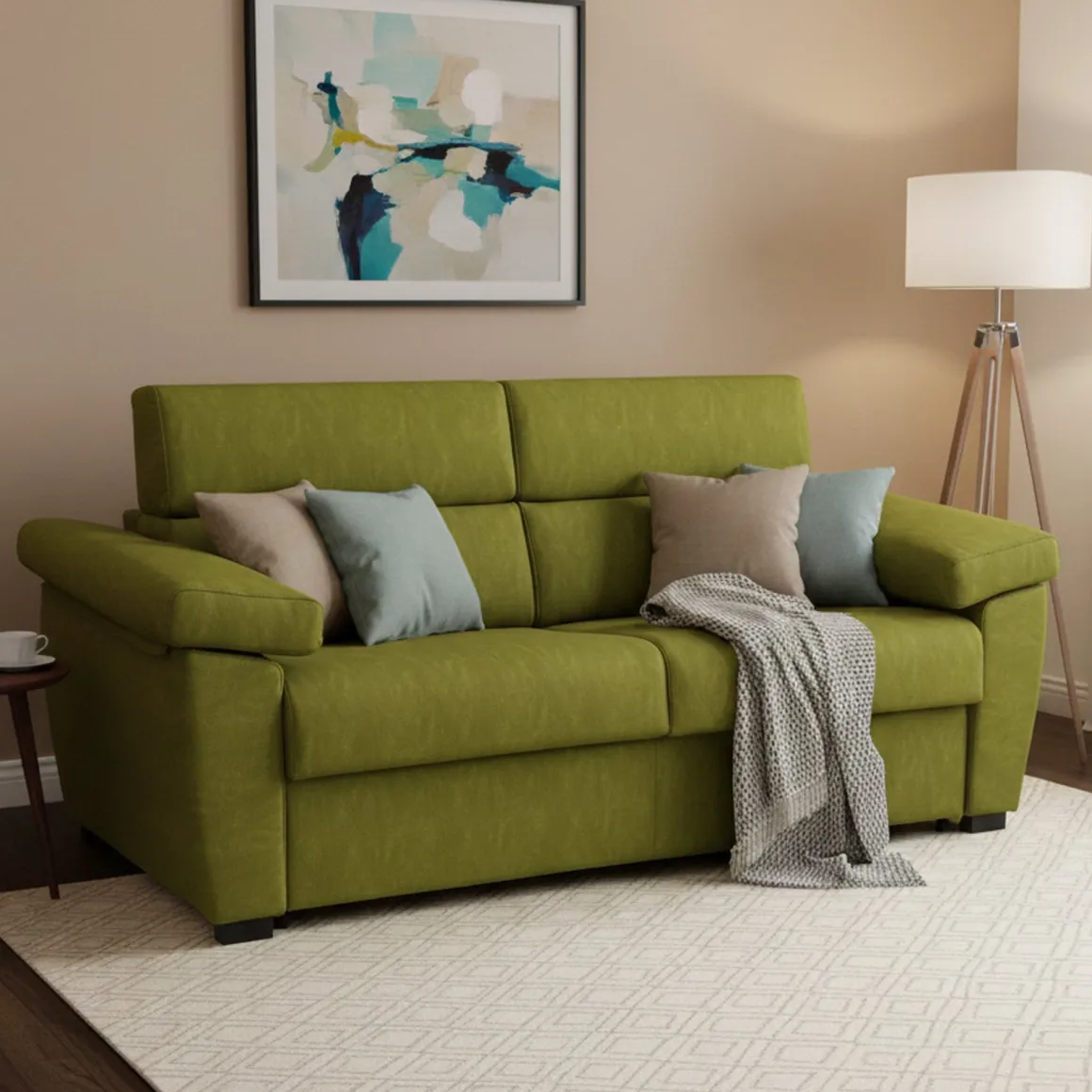 Divani Letto 3 Posti|Divani Letto > Dmora Divano Letto 3 Posti Sfoderabile Lavabile 205x86 cm, Idrorepellente Letto Estraibile Made in Italy - Avellana Verde