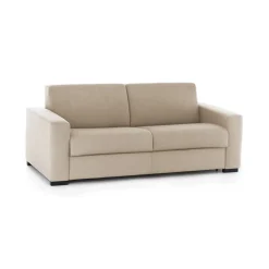 Divano Letto 2 Posti 200x95 cm con Contenitore Apertura a Ribalta in Tessuto Sfoderabile Beige Made in Italy Materasso 140x190 – Andymion