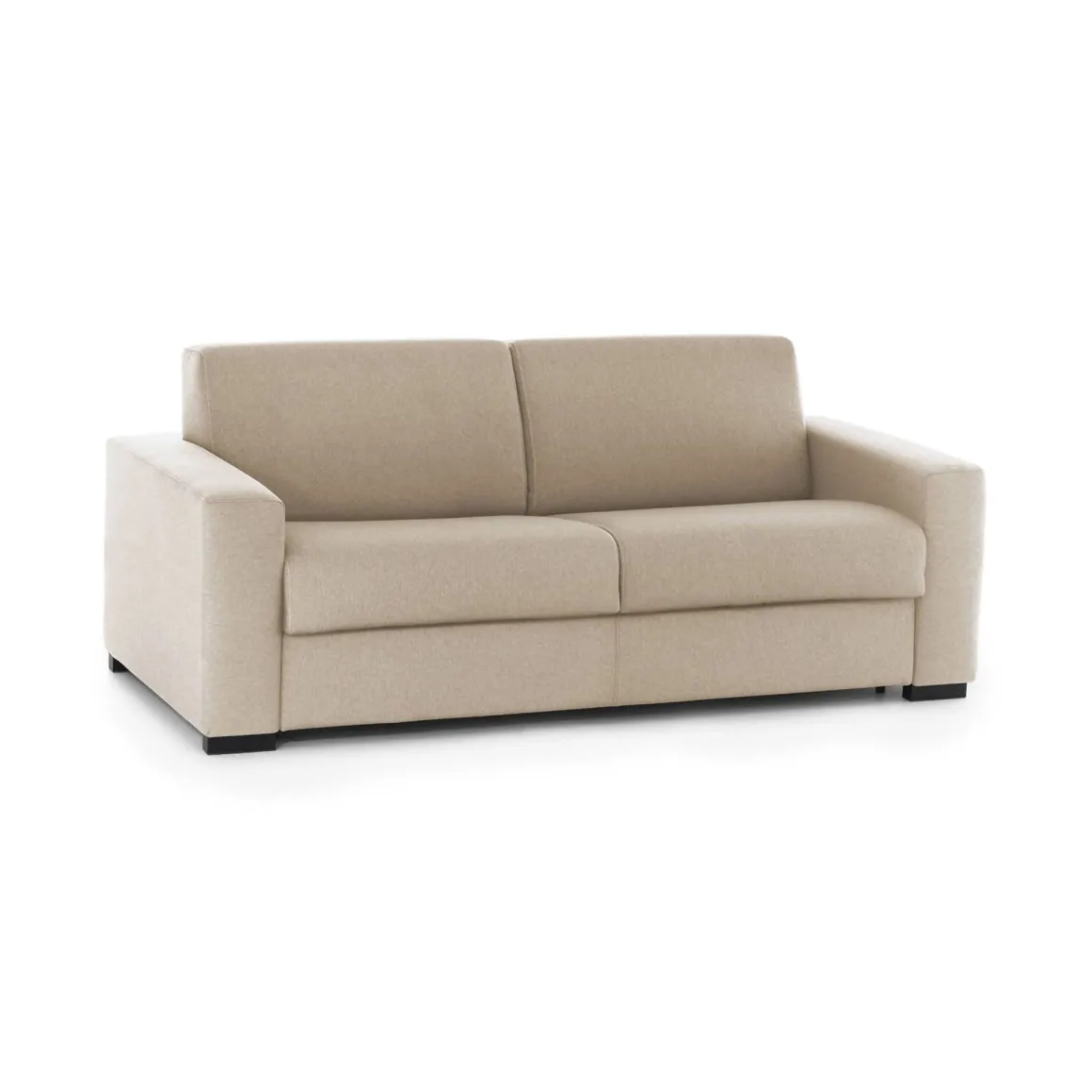 Divano Letto 2 Posti 200x95 cm con Contenitore Apertura a Ribalta in Tessuto Sfoderabile Beige Made in Italy Materasso 140x190 – Andymion