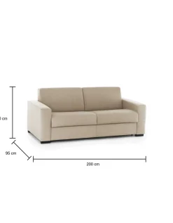 Divano Letto 2 Posti 200x95 cm con Contenitore Apertura a Ribalta in Tessuto Sfoderabile Beige Made in Italy Materasso 140x190 – Andymion