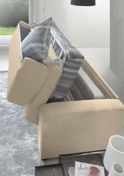 Divano Letto 2 Posti 200x95 cm con Contenitore Apertura a Ribalta in Tessuto Sfoderabile Beige Made in Italy Materasso 140x190 – Andymion