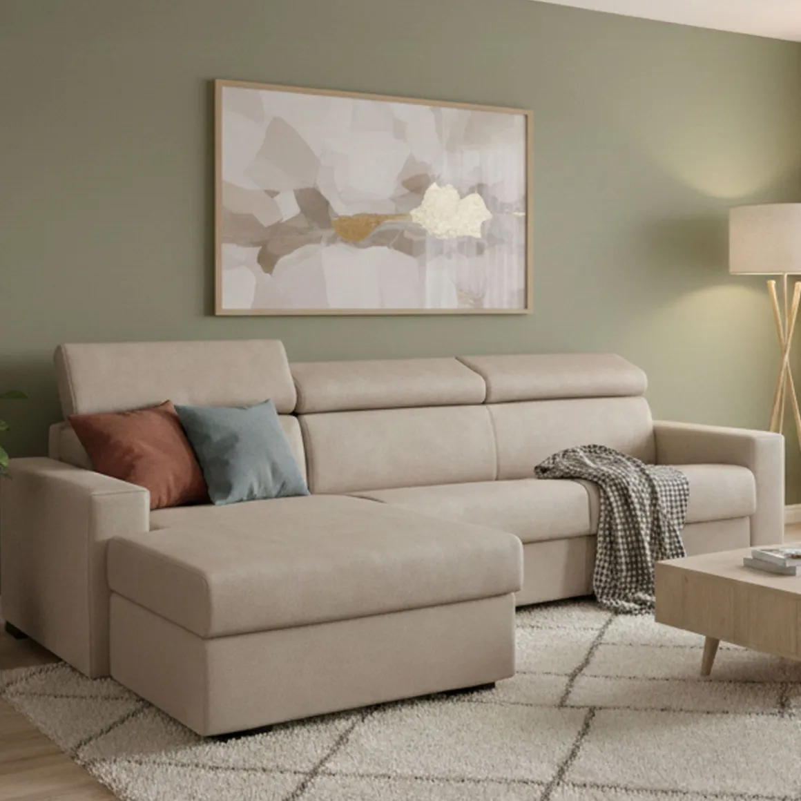 Divano letto reclinabile beige 280x95cm - Alibabah