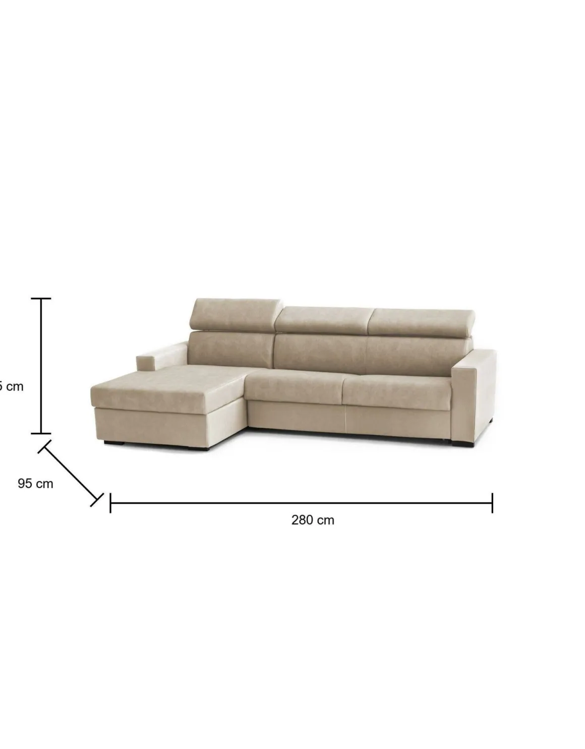 Divano letto reclinabile beige 280x95cm - Alibabah