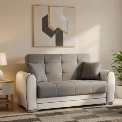Divani Letto Con Penisola|Salotto > Dmora Divano letto reclinabile bianco e grigio 163x84cm - Aloe Grigio, Bianco
