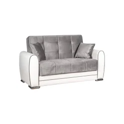 Divani Letto Con Penisola|Salotto > Dmora Divano letto reclinabile bianco e grigio 163x84cm - Aloe Grigio, Bianco