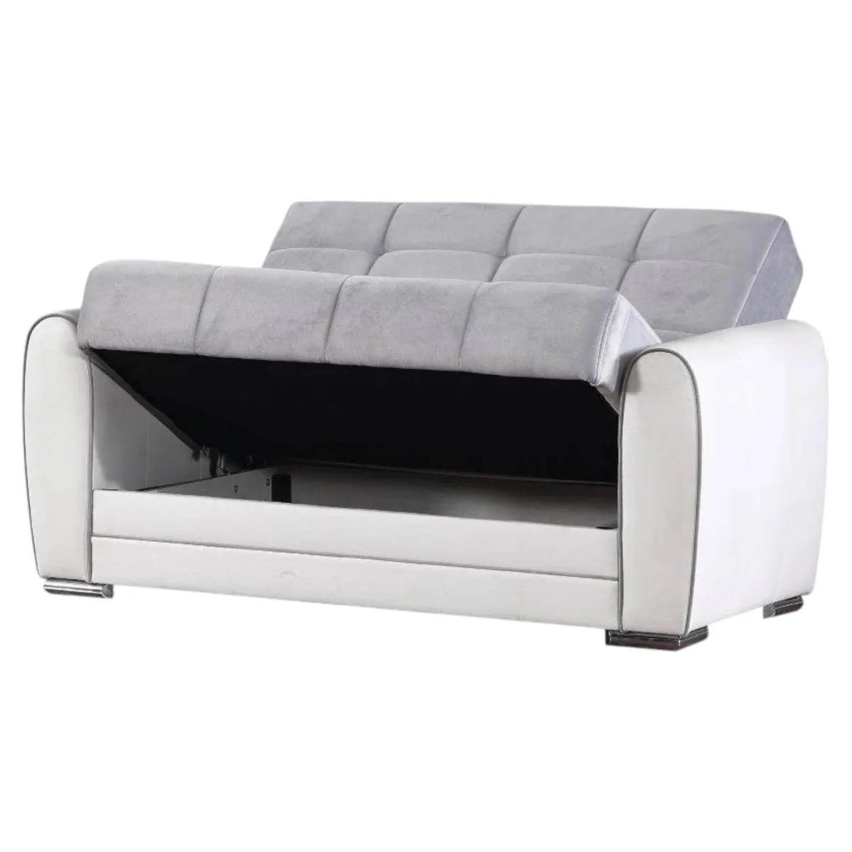 Divani Letto Con Penisola|Salotto > Dmora Divano letto reclinabile bianco e grigio 163x84cm - Aloe Grigio, Bianco