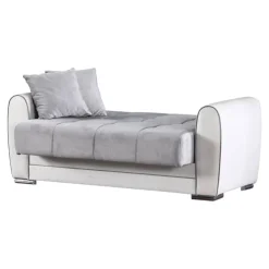 Divani Letto Con Penisola|Salotto > Dmora Divano letto reclinabile bianco e grigio 163x84cm - Aloe Grigio, Bianco