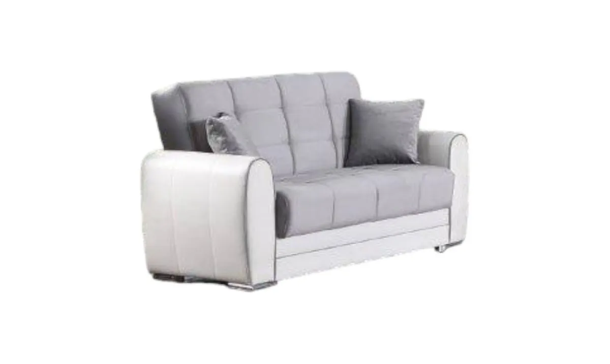 Divani Letto Con Penisola|Salotto > Dmora Divano letto reclinabile bianco e grigio 163x84cm - Aloe Grigio, Bianco