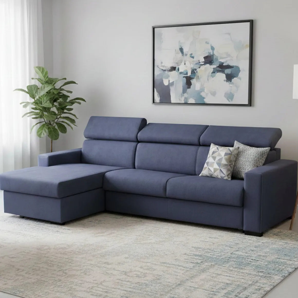 Divano letto reclinabile blu 260x95cm - Aloet