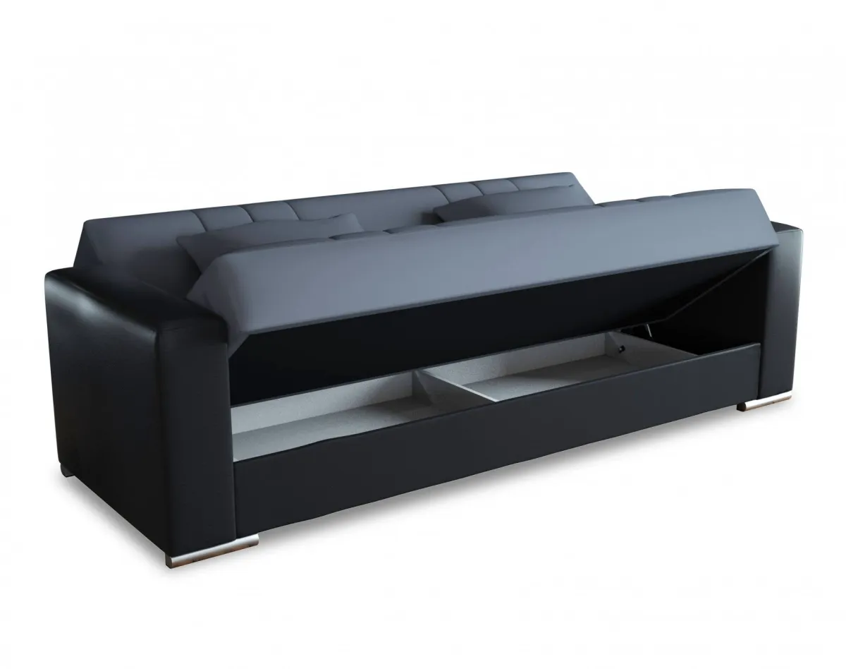 Divani Letto 3 Posti|Salotto > Dmora Divano letto reclinabile nero e grigio 230x96cm - Arix Grigio, Nero