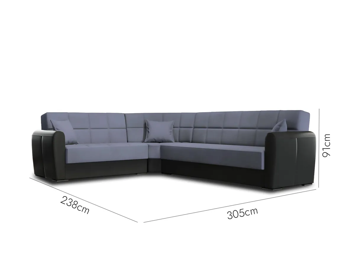 Divano letto reclinabile nero e grigio 305x238cm - Gaillardia