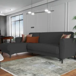 Divano letto rivestito in tessuto antracite 230x153cm - Aber