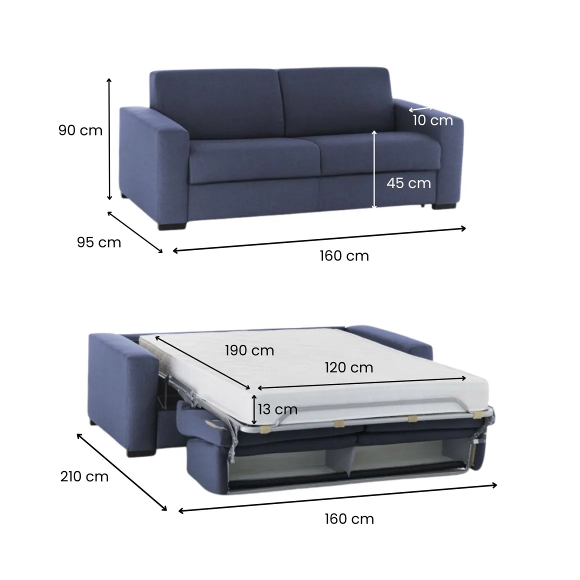 Divani Letto 2 Posti|Divano Contenitore Letto > Dmora Divano letto rivestito in tessuto crema 140x65cm - Hone Bianco Crema