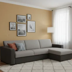 Divano letto rivestito in tessuto grigio e antracite 260x95cm - Allegria