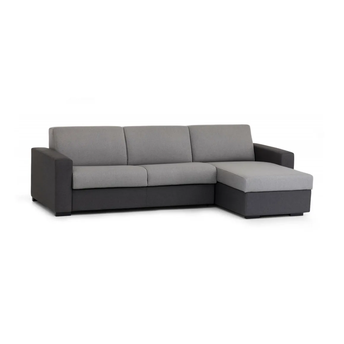 Divano letto rivestito in tessuto grigio e antracite 260x95cm - Allegria