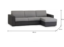 Divano letto rivestito in tessuto grigio e antracite 260x95cm - Allegria
