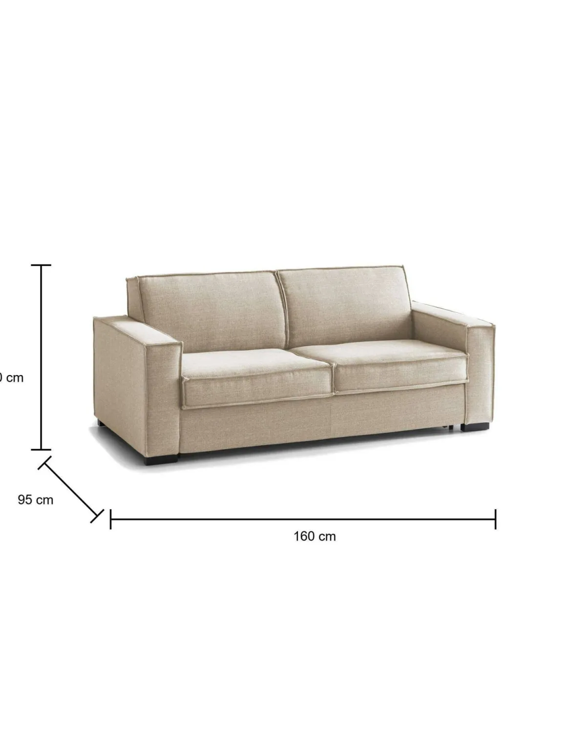 Divani Letto 2 Posti|Salotto > Dmora Divano letto sfoderabile 160x95cm - Alk Beige