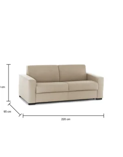 Divano letto sfoderabile beige 220x95cm - Estia
