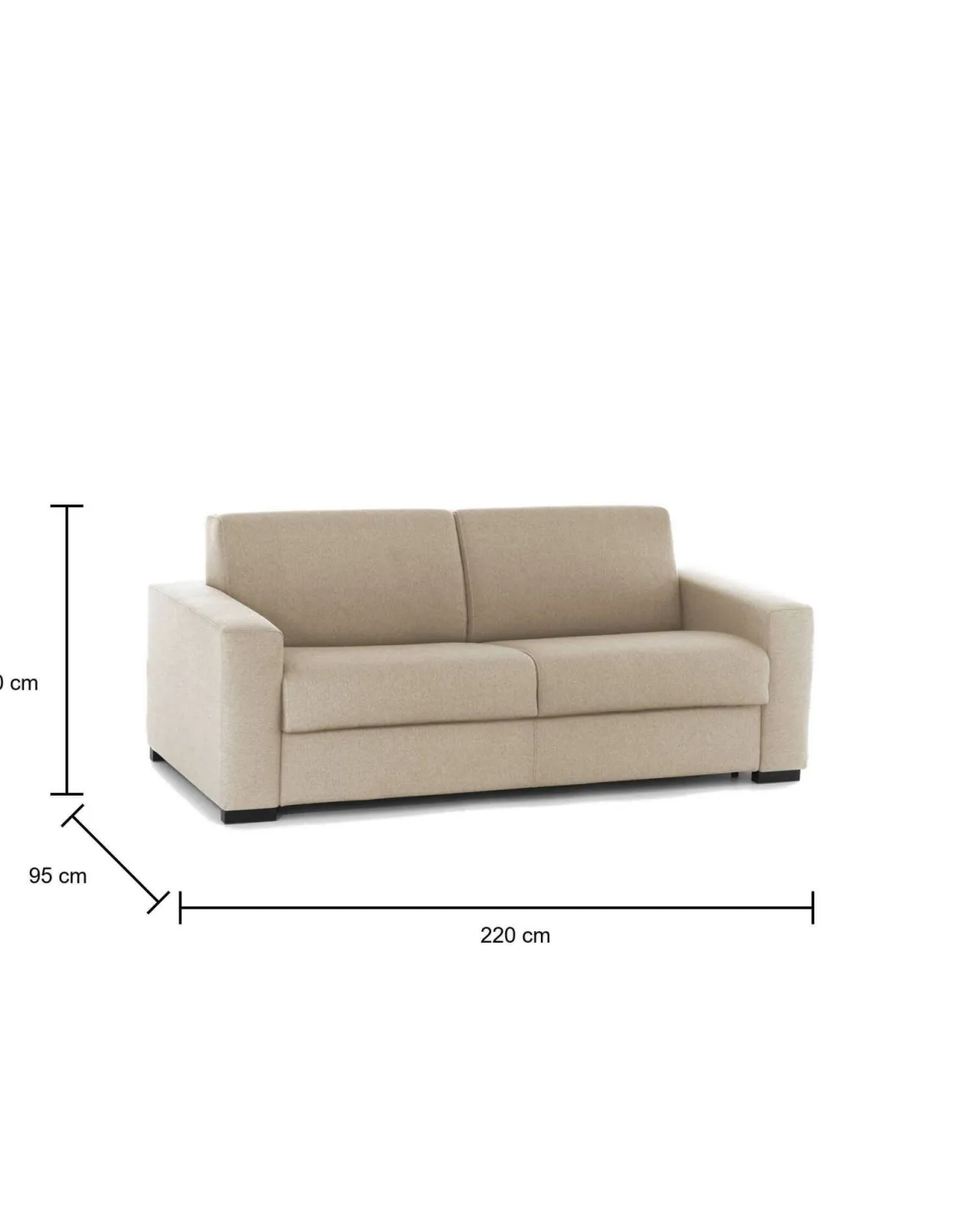 Divano letto sfoderabile beige 220x95cm - Estia