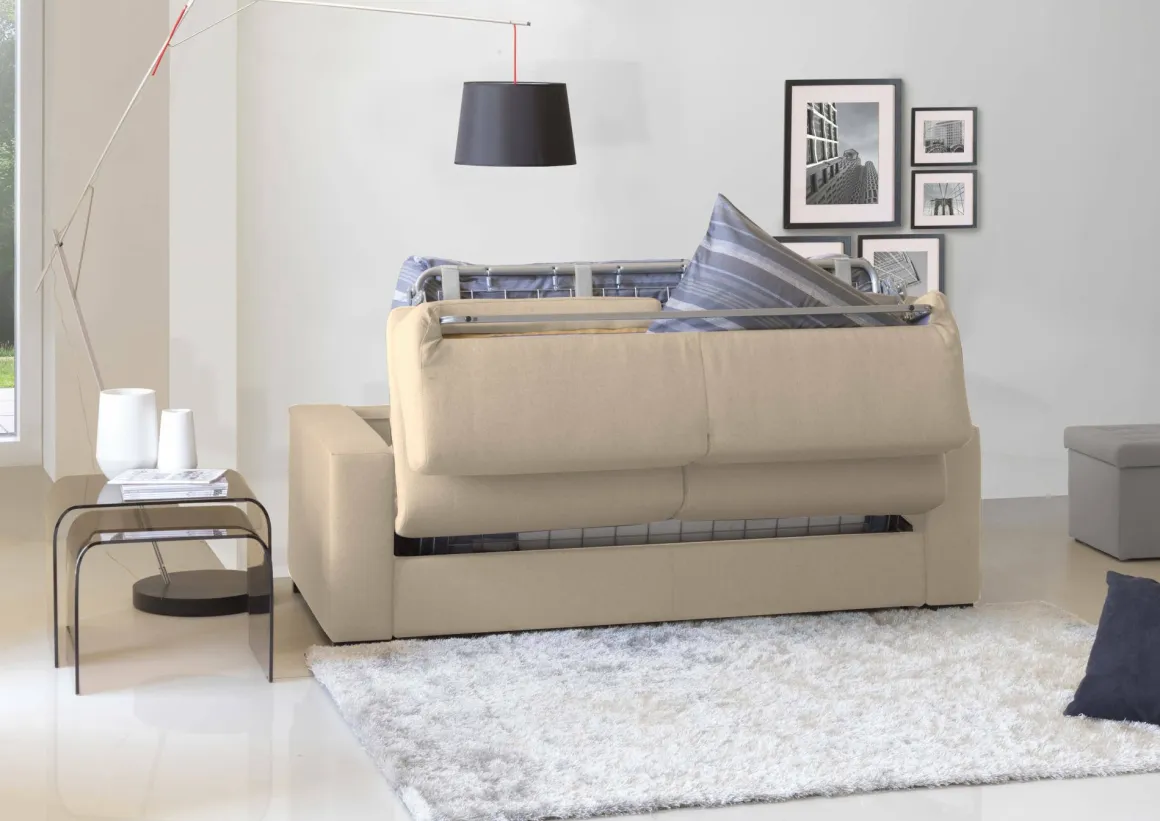 Divano letto sfoderabile beige 220x95cm - Estia
