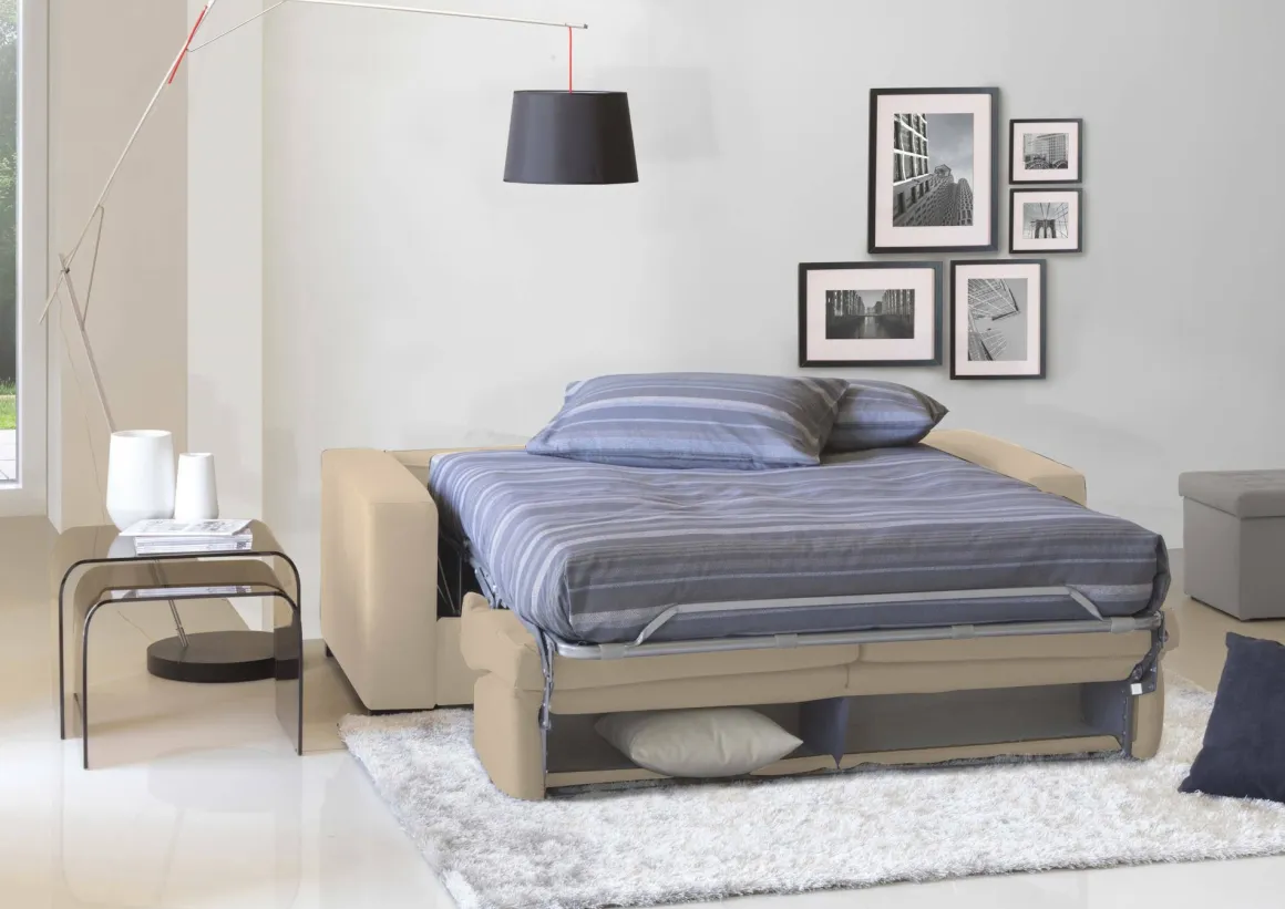 Divano letto sfoderabile beige 220x95cm - Estia