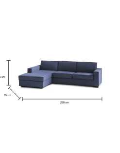 Divani Letto Con Penisola|Salotto > Dmora Divano letto sfoderabile 280x95cm - Allaida Blu