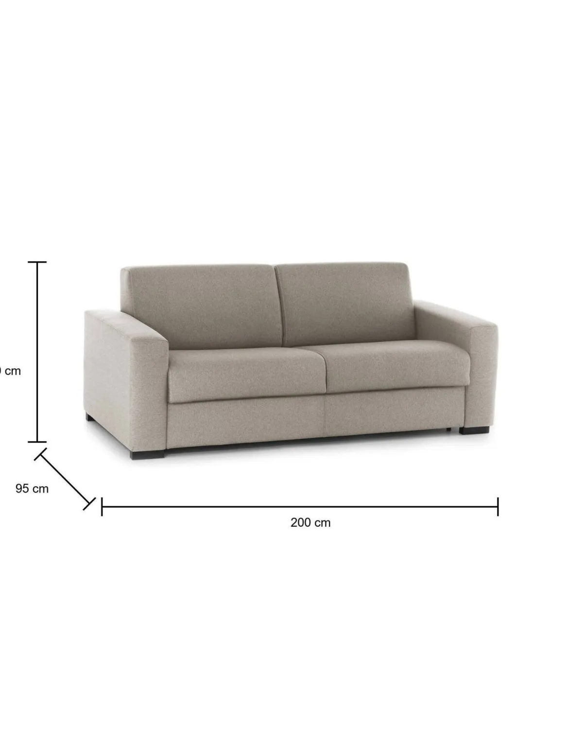 Divani Letto 2 Posti|Salotto > Dmora Divano letto sfoderabile tortora 200x95cm - Andymion Grigio Tortora