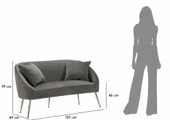 Divano moderno grigio e argento 137x69x79h cm - Pittari