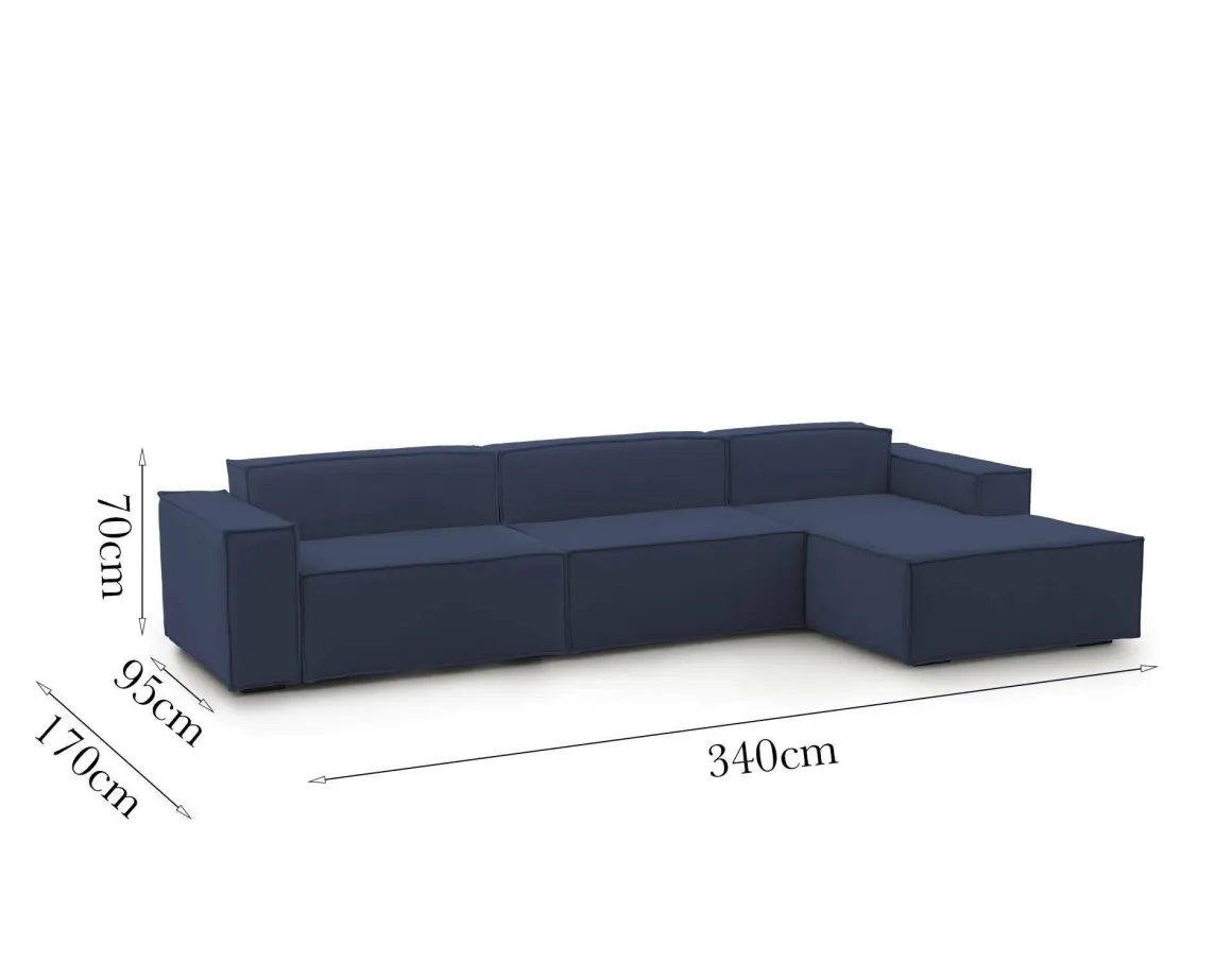 Divano modulare blu 340x170x70h cm - Asvaldo