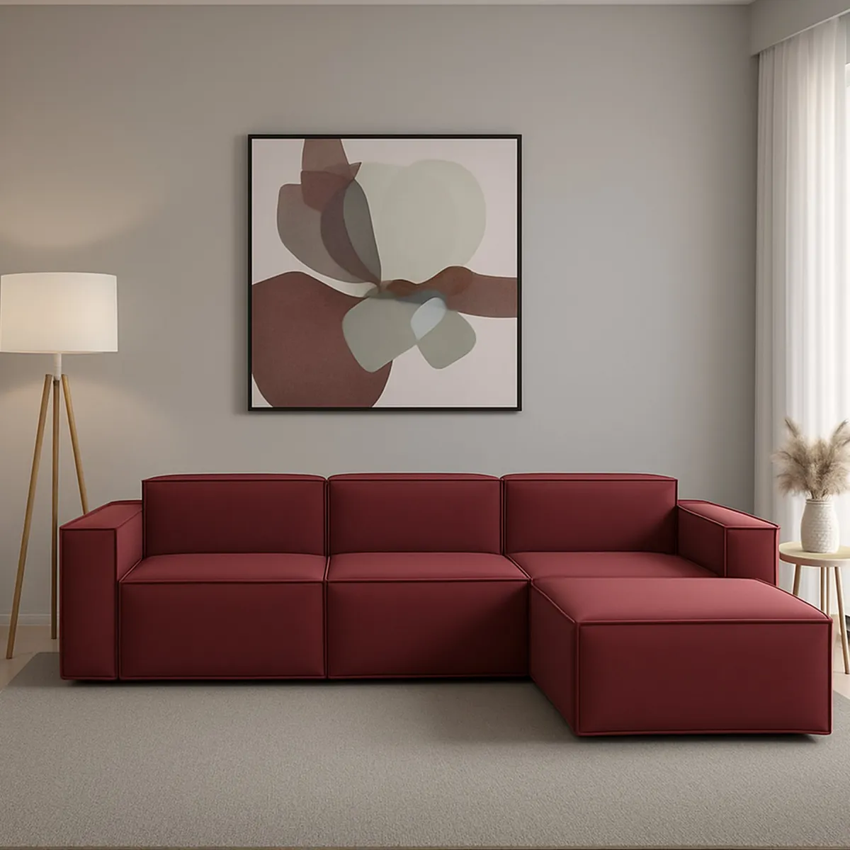 Divani Angolari|Divani Fissi Con Penisola > Dmora Divano modulare 340x170x70h cm - Asvaldo Rosso